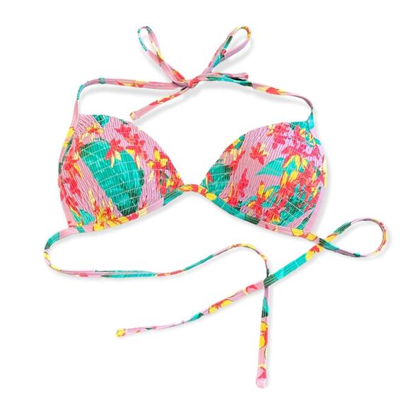 Aerie Bikini Swim Top Tropical Print padded for lift  like new Condition M - Picture 2 of 5